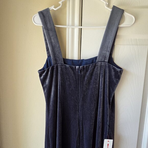 Bardot Velvet Dress 8 NWT Amalie Velour Grey Blue Sleeveless - Picture 5 of 6